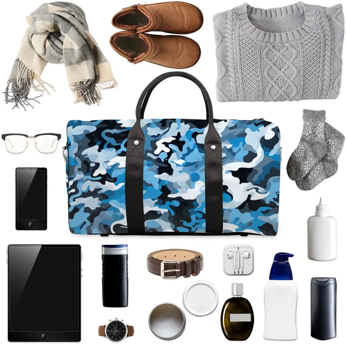 Travel Duffle Bag Camo Design Gym Bags for Men Women Travel Duffel Bags with Adjustable Shoulder Strap Carry On Weekender Bag