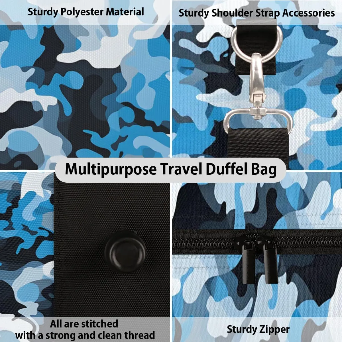 Travel Duffle Bag Camo Design Gym Bags for Men Women Travel Duffel Bags with Adjustable Shoulder Strap Carry On Weekender Bag