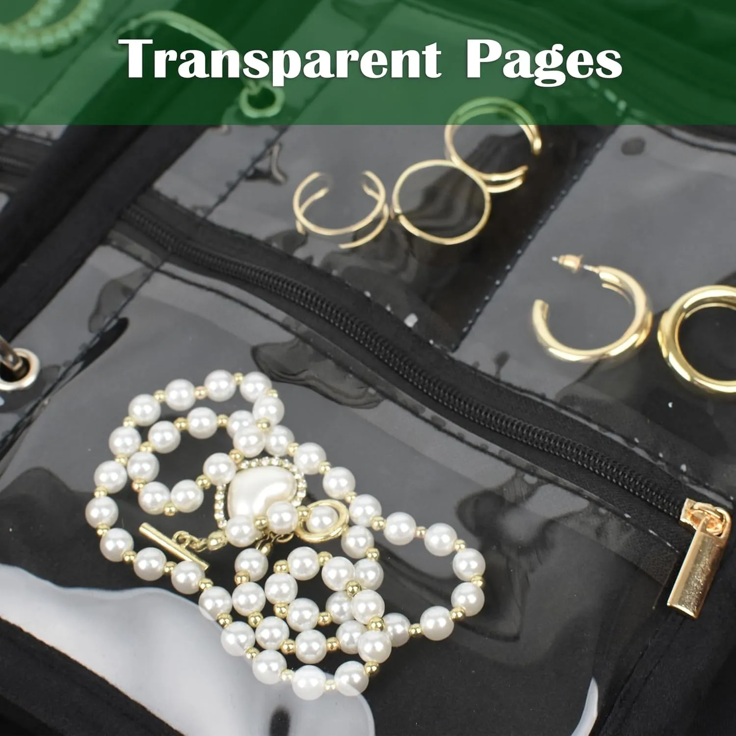 Travel Jewelry Organizer Case,Jewelry Bags Jewelry Storage Book Binder with Clear Zipper Velvet Pouch for Traveling,Earrings, Rings, Necklace, Bracelet (Inner Pages, 3 PCS)