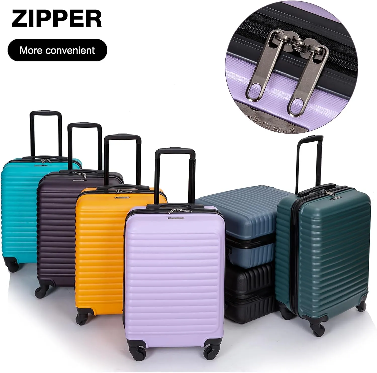 Travelhouse luggage,Hardside Carry On Travel Suitcase with Spinner Wheels, Multi-directional Spinner Wheels Uprigth Lightweight Underseater for Airplanes (Black Gray)