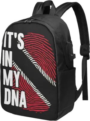 Trinidad and Tobago It's in My Travel Backpack 17-Inch Laptop Backpacks Business Rucksack Casual Sport Daypack with USB Charging Port Carry-on Bag for Camping Biking