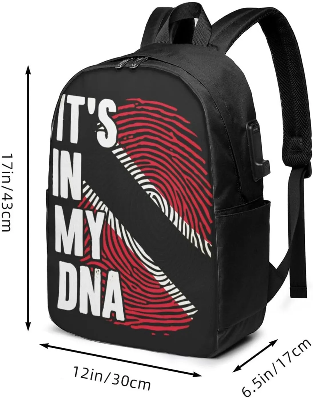 Trinidad and Tobago It's in My Travel Backpack 17-Inch Laptop Backpacks Business Rucksack Casual Sport Daypack with USB Charging Port Carry-on Bag for Camping Biking