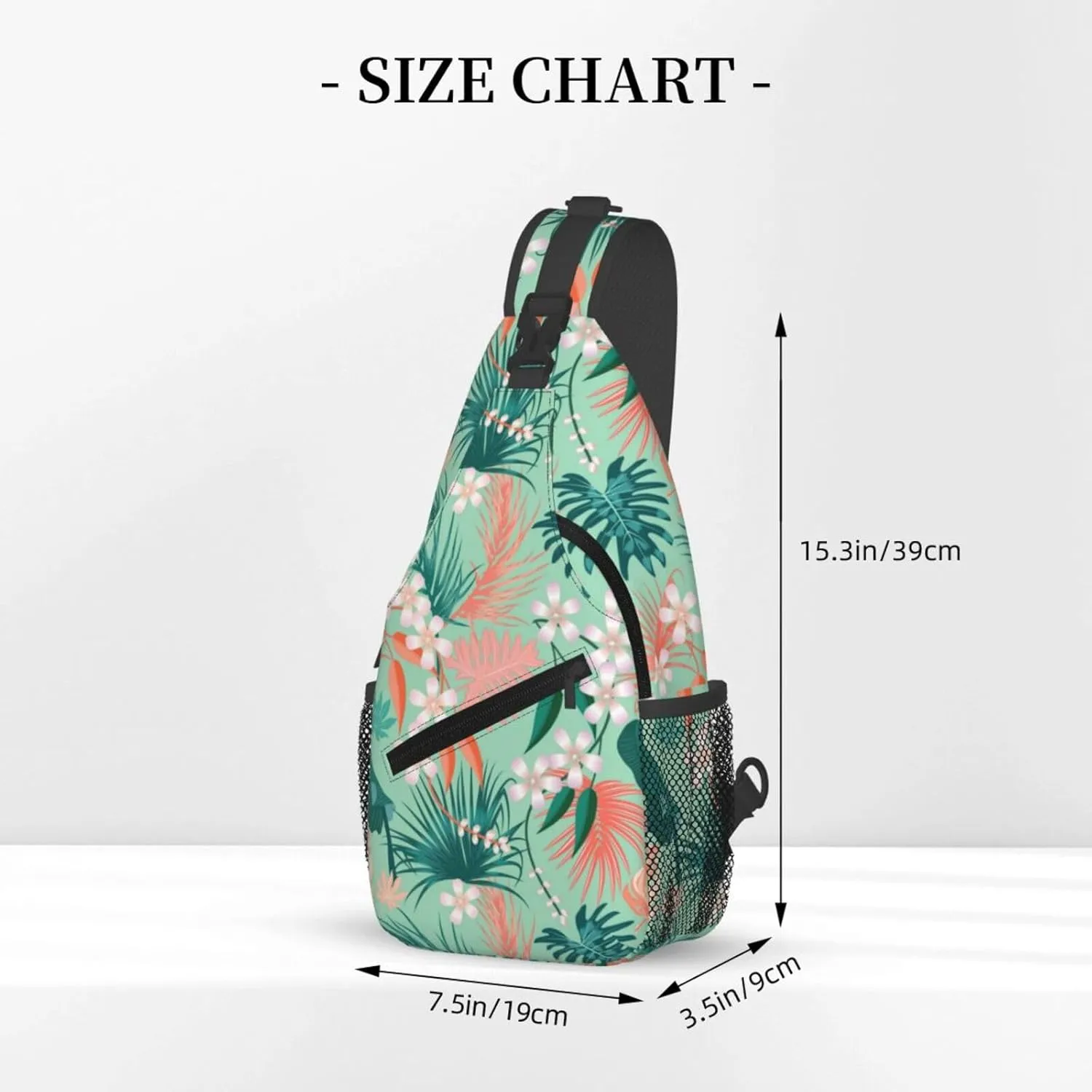 Tropical Hawaiian Flowers Sling Backpack, Multipurpose Crossbody Shoulder Bag Travel Hiking Daypack for Women Men
