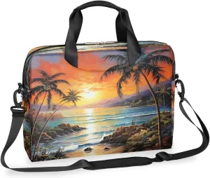 Tropical Tree Sea Laptop Bag Carrying Case 15.6 Inch Laptop Briefcase Messenger Shoulder Bag for Tablet Computer Bag for Travle Business Men Women