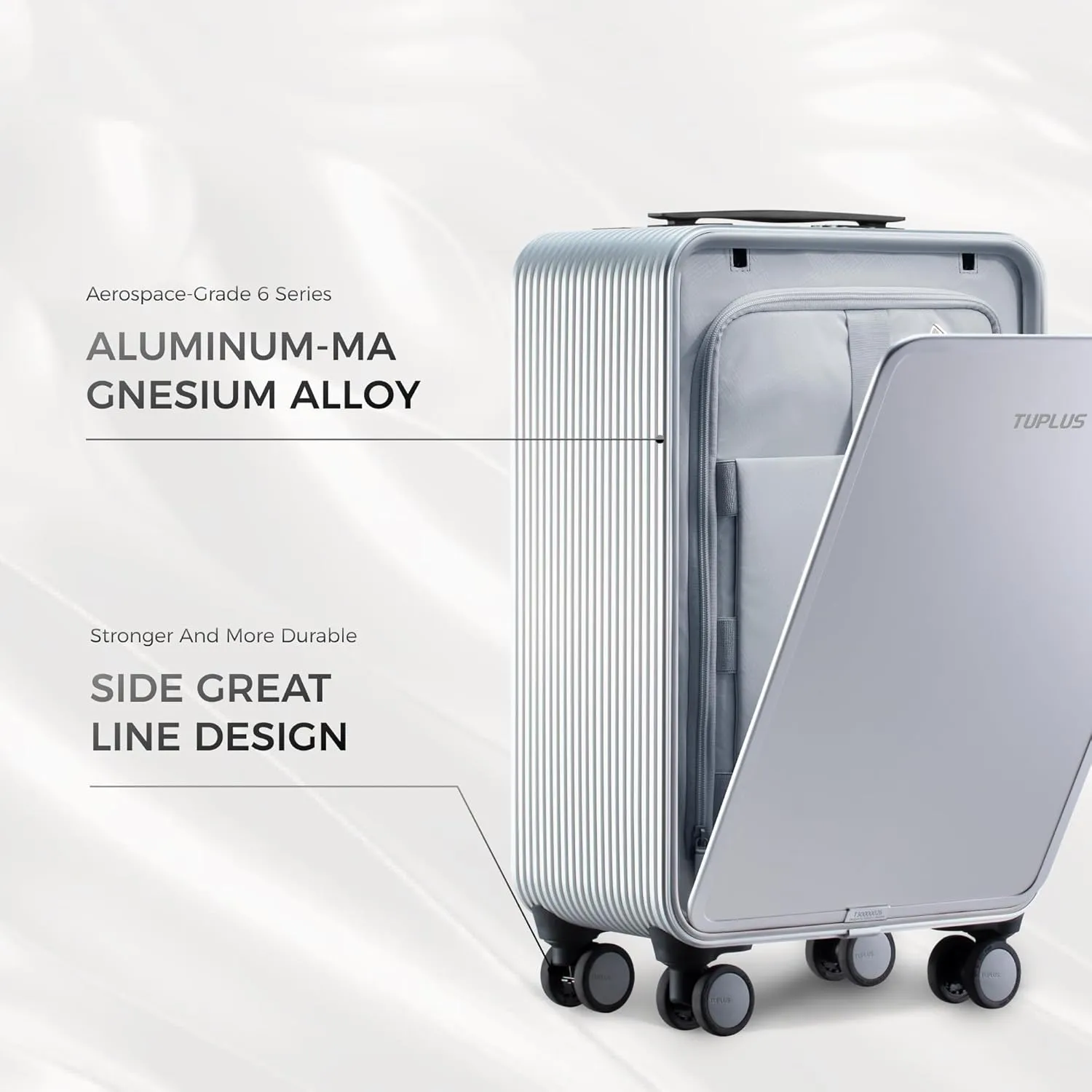 TUPLUS Aluminum Suitcase Hard Shell Luggage Hold Check in Travel Case with 4 Spinner Wheels, Quick Series