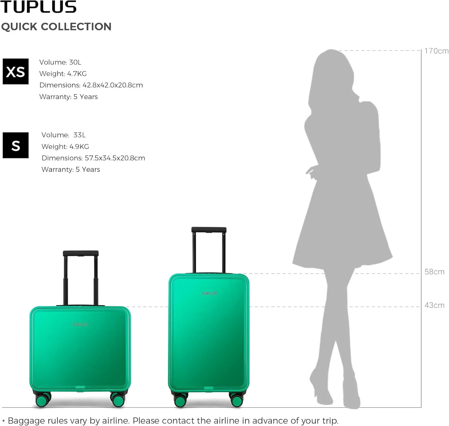 TUPLUS Aluminum Suitcase Hard Shell Luggage Hold Check in Travel Case with 4 Spinner Wheels, Quick Series