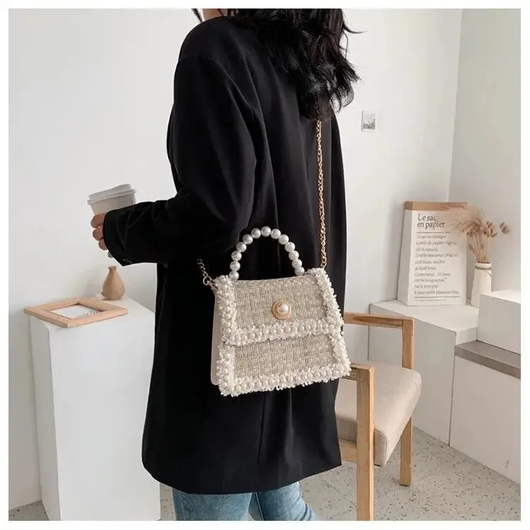 Tweed Pearls Handbags/Sling Bags