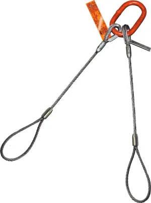 Two Leg Wire Rope Sling | 1.1 Ton Vertical Rated | Flemish Loop Ends | 1/4" Dia. | 6' Length | EIPS 6x25 IWRC | Hanes Supply (HSI) Heavy Duty Rigging Cable for Lifting and Towing