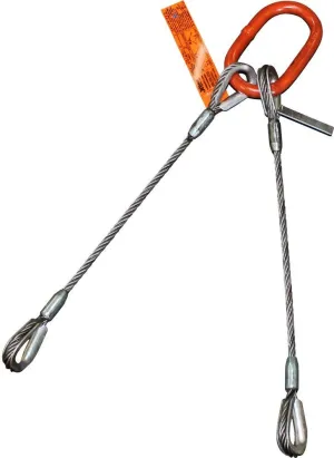 Two Leg Wire Rope Sling | 63 Ton Vertical Rated Capacity | Heavy-Duty Thimble-to-Thimble | 2" Dia. | 22' Length | EIPS 6x37 IWRC | Hanes Supply (HSI) Heavy Duty Rigging Cable for Lifting and Towing