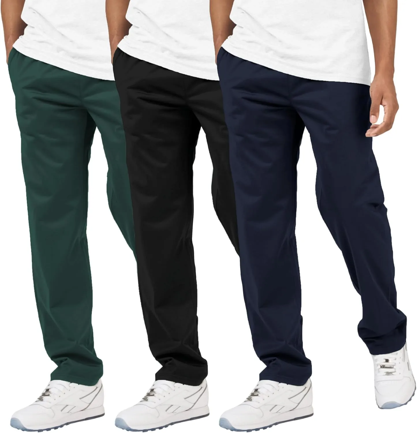 Ultra Performance 3 Pack Mens Athletic Open Bottom Sweatpants Active Track Pants Casual Tricot Wide Leg Sweat Pants for Men
