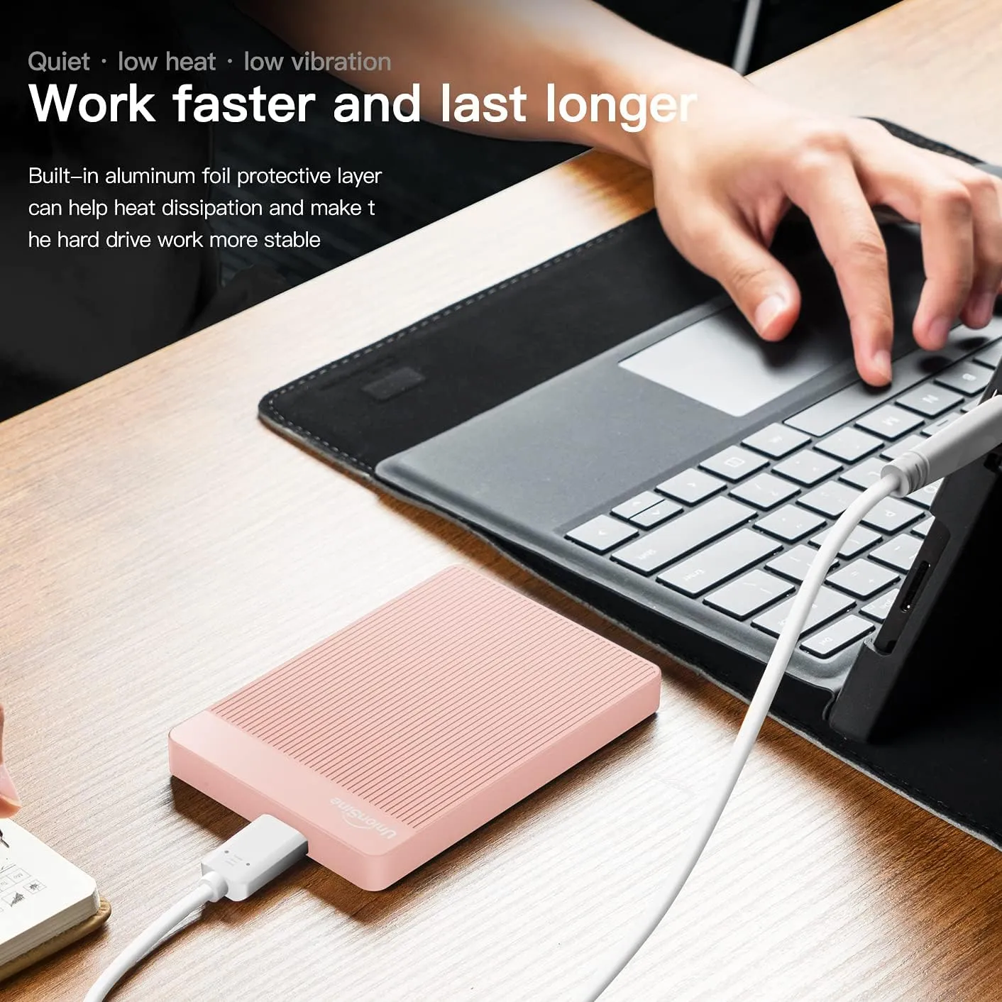 UnionSine 500GB Ultra Slim Portable External Hard Drive USB3.0 HDD Storage Compatible for PC, Desktop, Laptop,Mac, Xbox One, Xbox 360, PS4(Pink) HD-2510