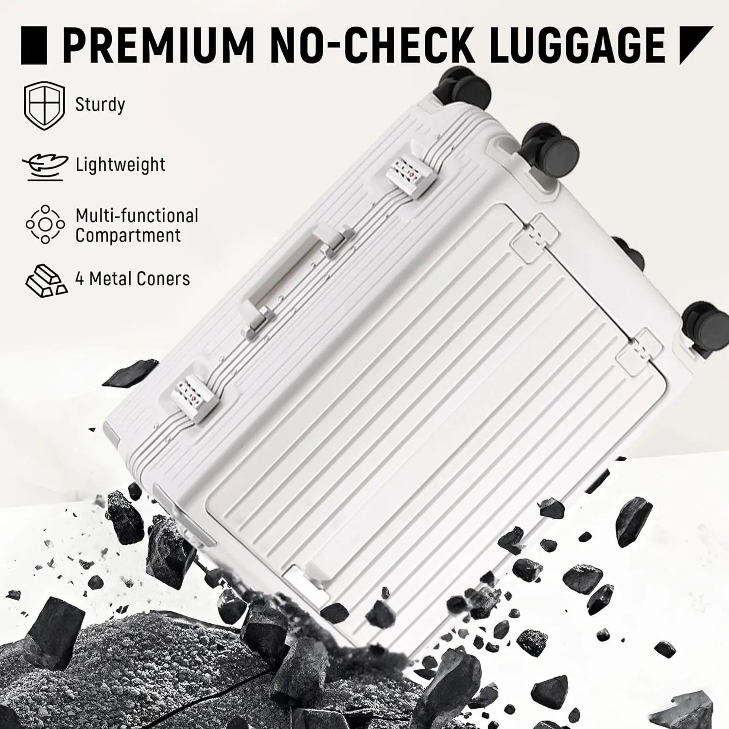 UrbanExporer Carry On Luggage 22x14x9 Airline Approved, Zipperless Luggage Carry On with Compartment 20" Hard Shell Suitcases, ABS Aluminum Carry On Suitcases with Spinner Wheels, TSA Lock 37L