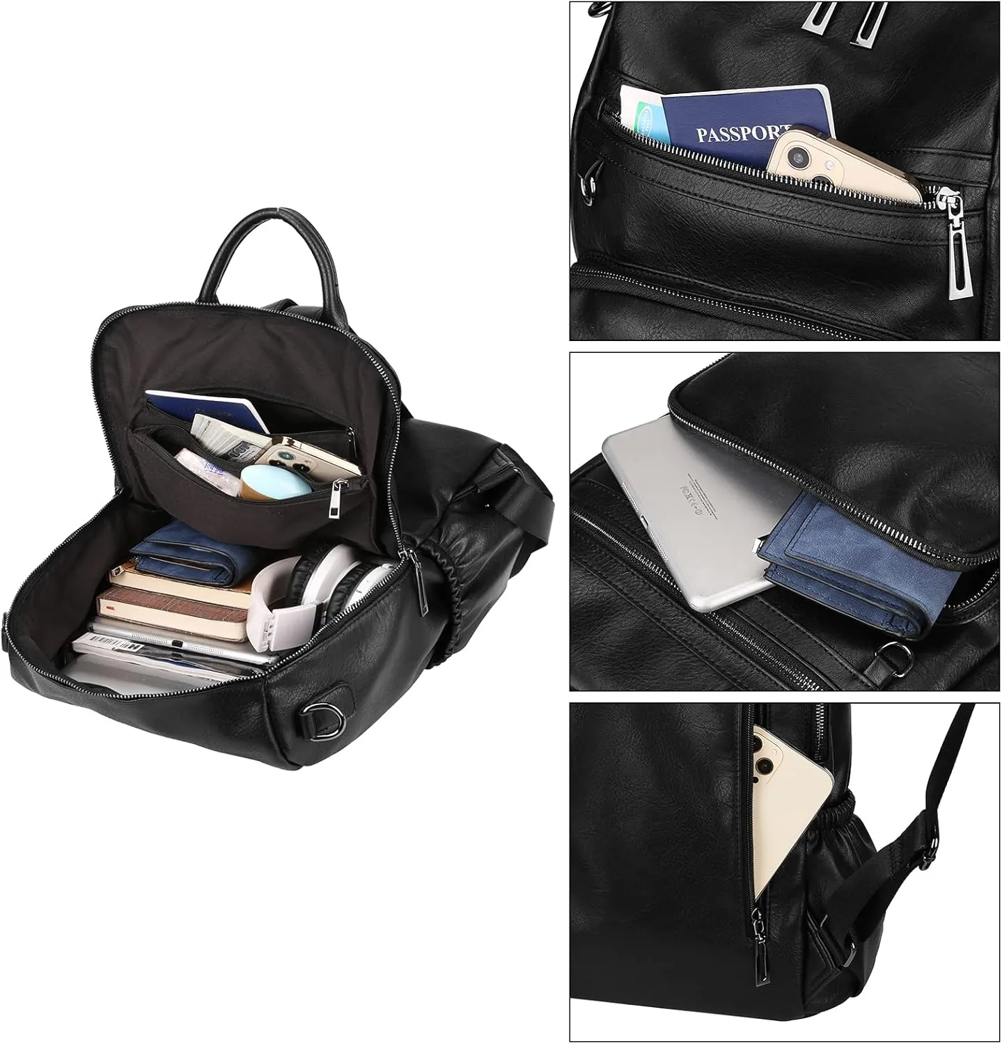 Uromee Travel Backpack Purse for Women Vegan Leather Ladies Fashion Tassel Shoulder Bag Convertible