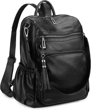 Uromee Travel Backpack Purse for Women Vegan Leather Ladies Fashion Tassel Shoulder Bag Convertible
