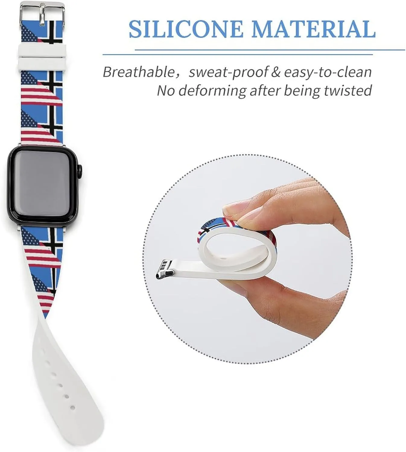 U.S. And Estonia Flag Adjustable Silicone Watchband Compatible with IWatch Classic Soft Sports Watch Strap for Men Women