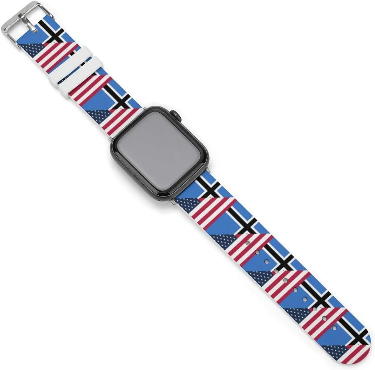 U.S. And Estonia Flag Adjustable Silicone Watchband Compatible with IWatch Classic Soft Sports Watch Strap for Men Women
