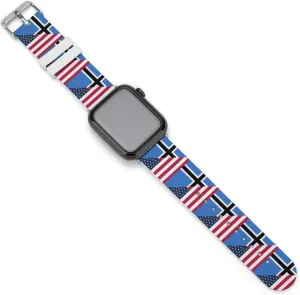 U.S. And Estonia Flag Adjustable Silicone Watchband Compatible with IWatch Classic Soft Sports Watch Strap for Men Women