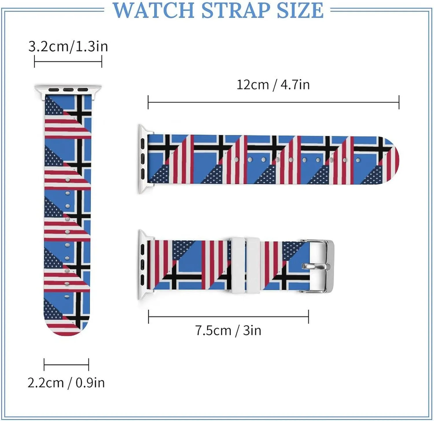 U.S. And Estonia Flag Adjustable Silicone Watchband Compatible with IWatch Classic Soft Sports Watch Strap for Men Women