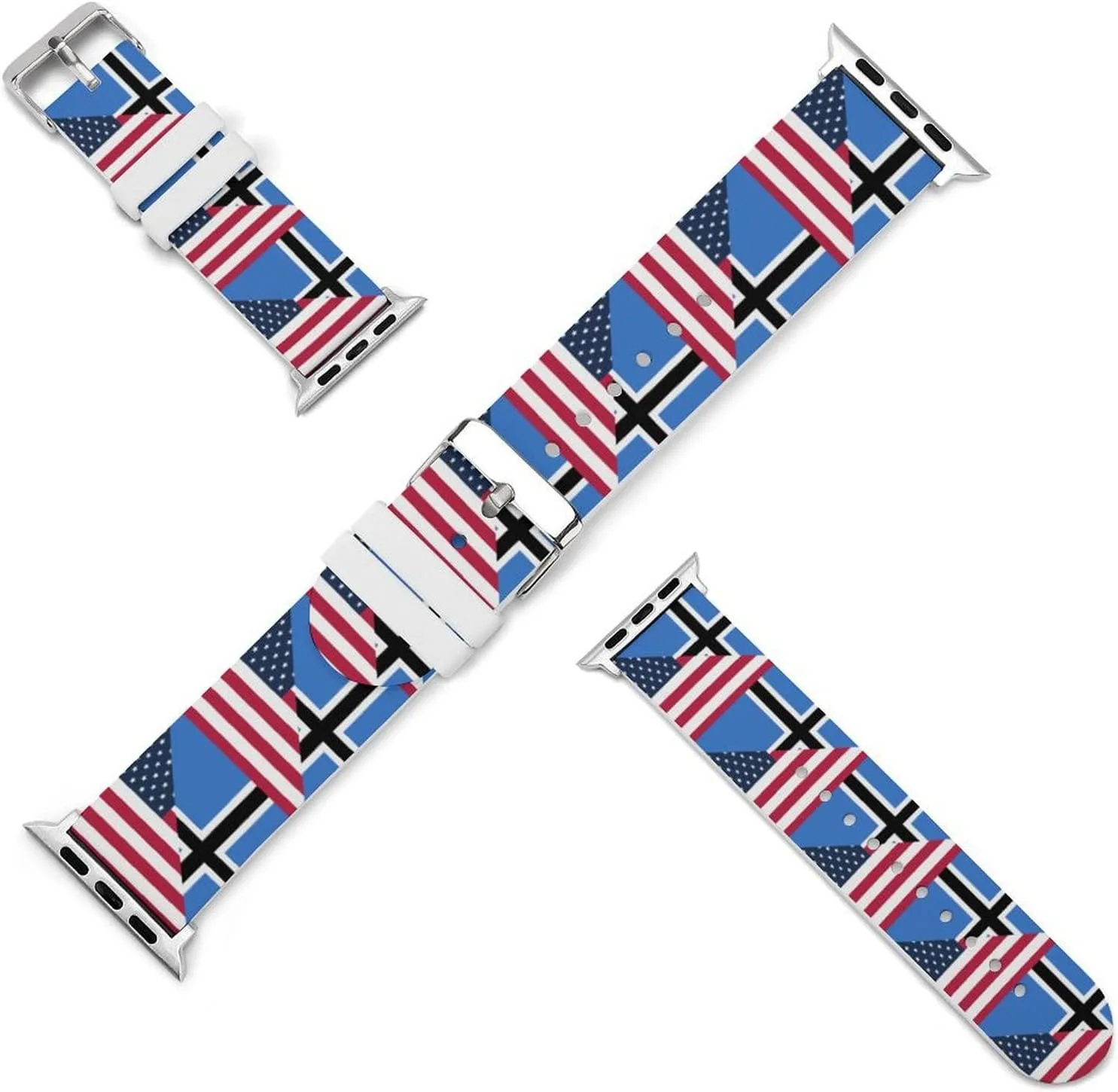 U.S. And Estonia Flag Adjustable Silicone Watchband Compatible with IWatch Classic Soft Sports Watch Strap for Men Women