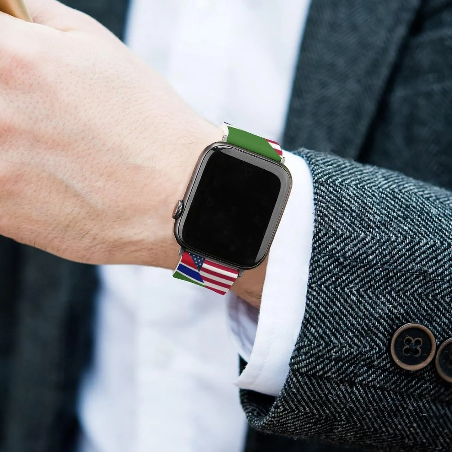 U.S. And Gambia Flag Adjustable Silicone Watchband Compatible with IWatch Classic Soft Sports Watch Strap for Men Women