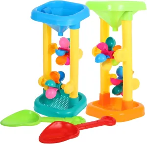 Vaguelly Water Wheel Toy Set Plastic Kids Beach and Water Wheel Toy Outdoor Beach Hourglass Sifting Funnel Random Color