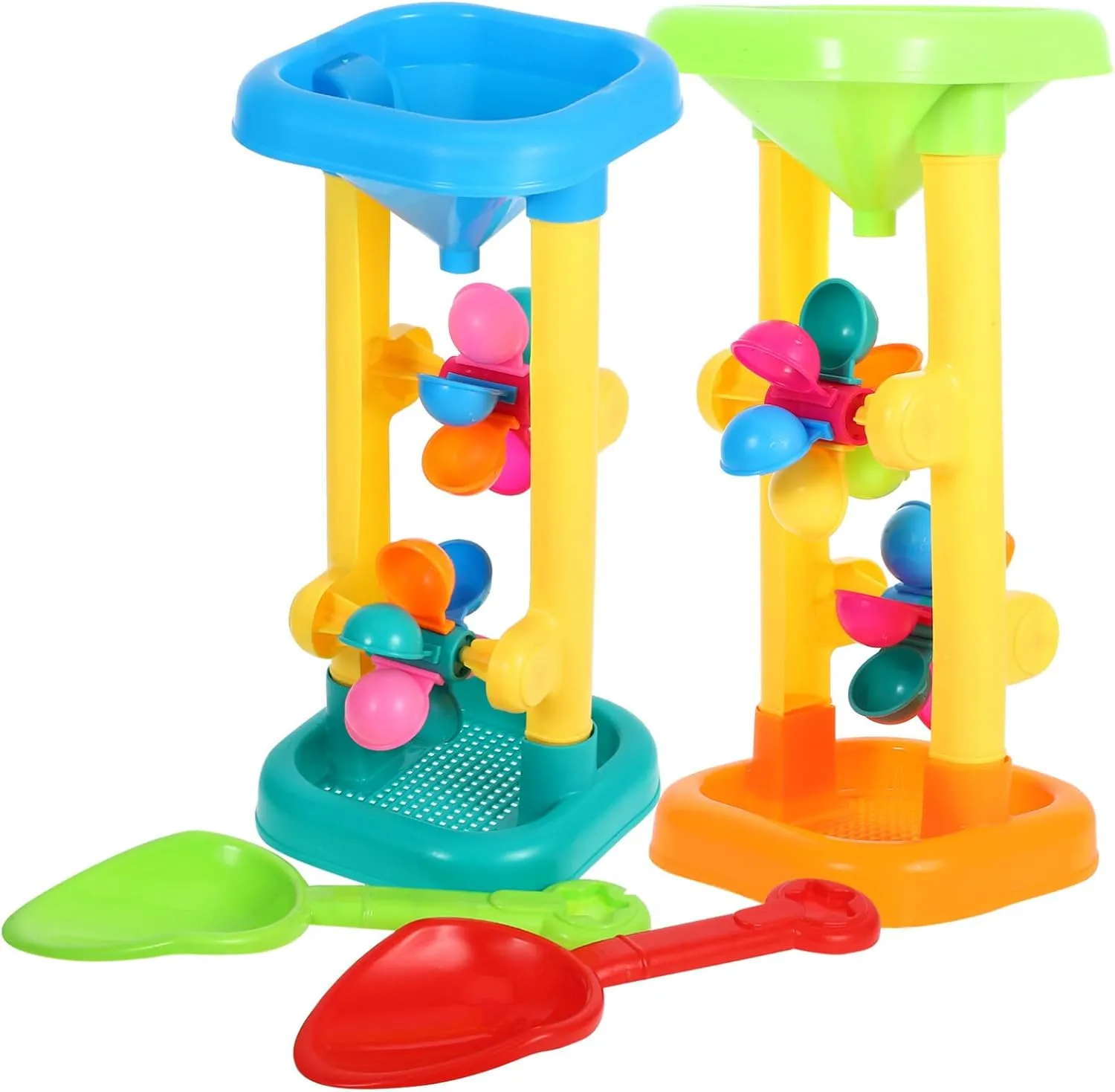 Vaguelly Water Wheel Toy Set Plastic Kids Beach and Water Wheel Toy Outdoor Beach Hourglass Sifting Funnel Random Color