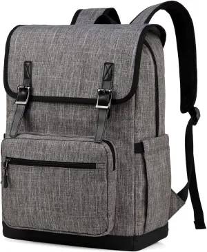 VASCHY Laptop Backpack, Water Resistant Multifunctional Business College Bookbag Computer Travel Backpack for Men Women Fits 15.6in Laptop,Gray