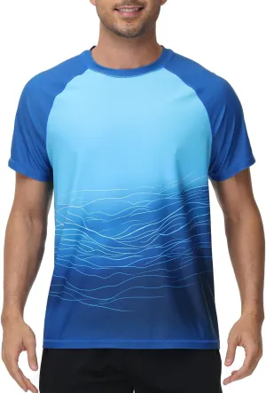 VAYAGER Men's Swim Shirt Short Sleeve UPF 50  Rash Guard Quick Dry Water Beach Sun Protection T Shirts