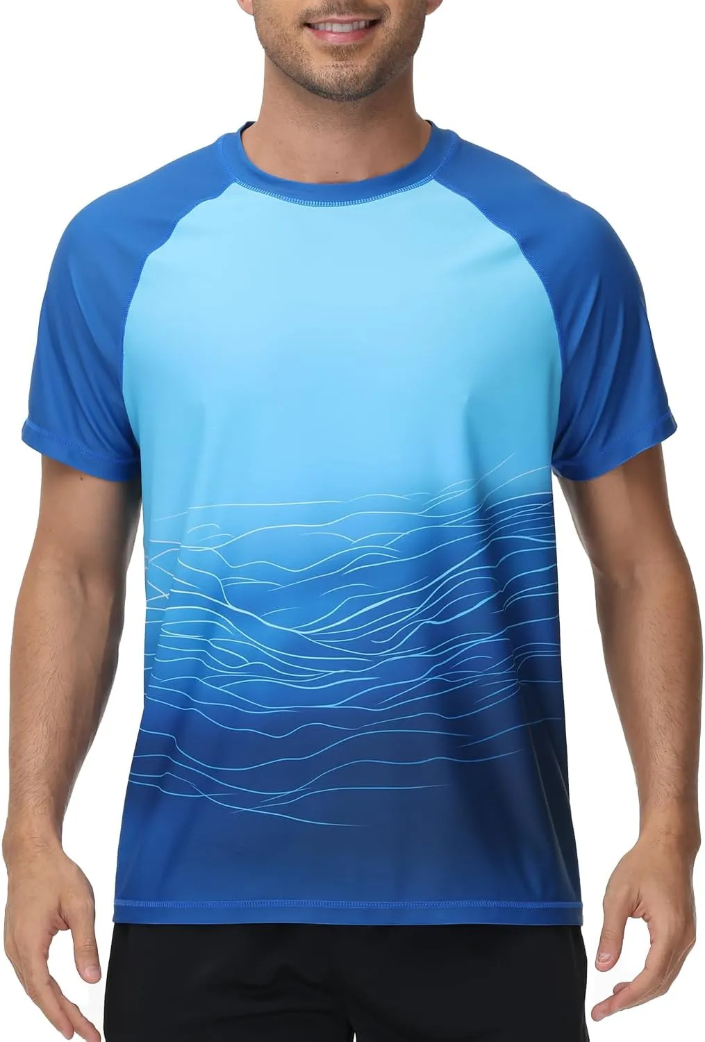 VAYAGER Men's Swim Shirt Short Sleeve UPF 50  Rash Guard Quick Dry Water Beach Sun Protection T Shirts
