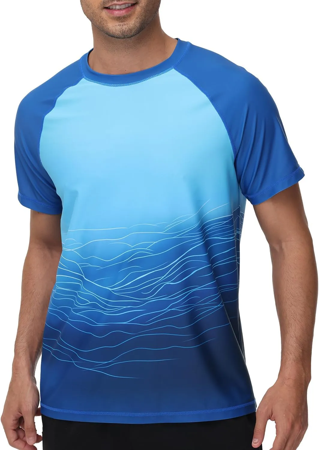 VAYAGER Men's Swim Shirt Short Sleeve UPF 50  Rash Guard Quick Dry Water Beach Sun Protection T Shirts