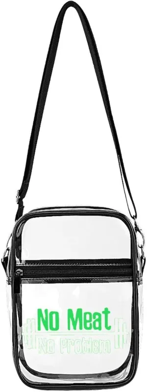 Vegan No Meat Dumbbell Fitness Unisex Small Crossbody Bags Transparent Shoulder Bag Adjustable Strap Sling Bag