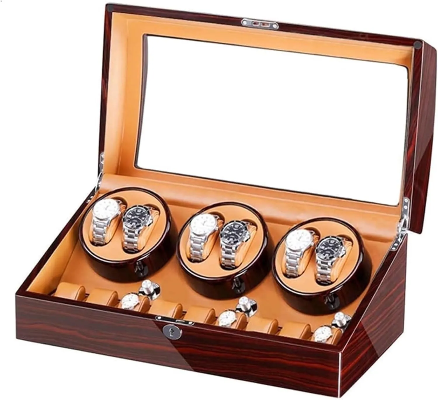 VejiA Watch Case Watch Winder Box for 6 Automatic Watches   7 Quiet Motor Wood Shell Piano Paint Exterior Lar Capacity Watch Box