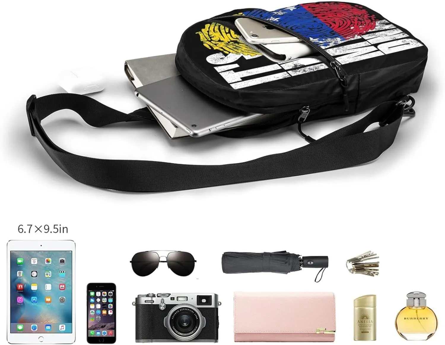 Venezuelan Venezuela Flag It's In My Crossbody Bag Portable Sling Bags Foldable Chest Daypack Reusable Sports Shoulder Backpack Diagonally Casual Rucksack Travel Bag
