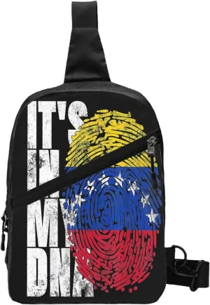 Venezuelan Venezuela Flag It's In My Crossbody Bag Portable Sling Bags Foldable Chest Daypack Reusable Sports Shoulder Backpack Diagonally Casual Rucksack Travel Bag