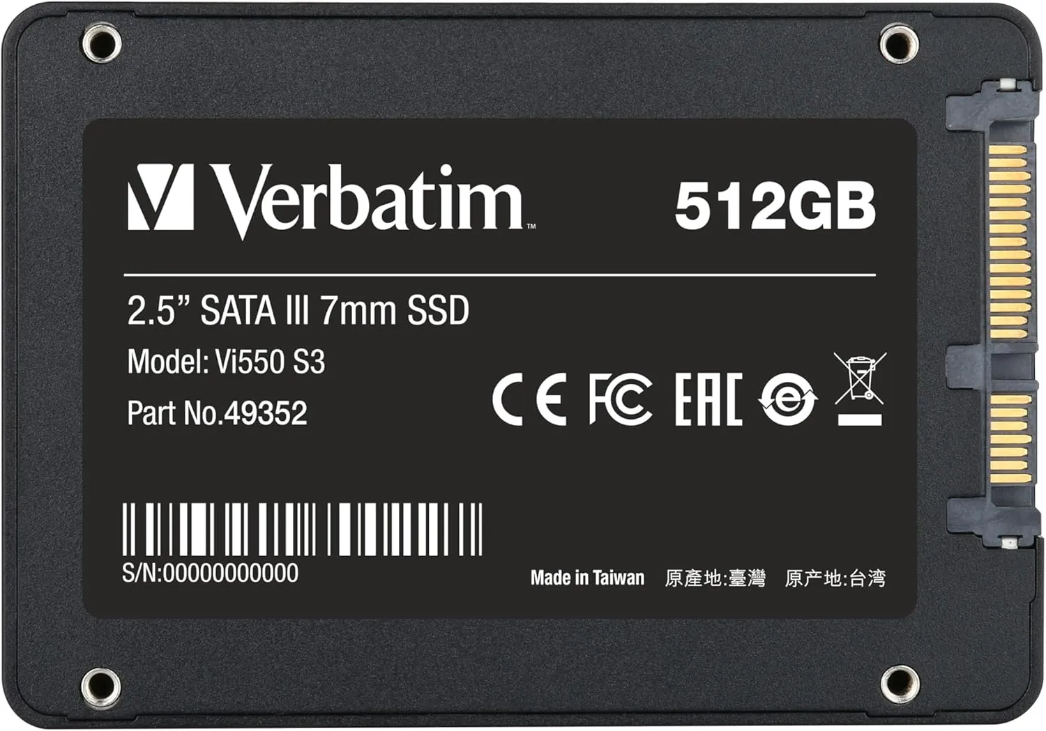 Verbatim 512GB Vi550 2.5" Internal Solid State Drive SSD SATA III Interface with 3D NAND Technology