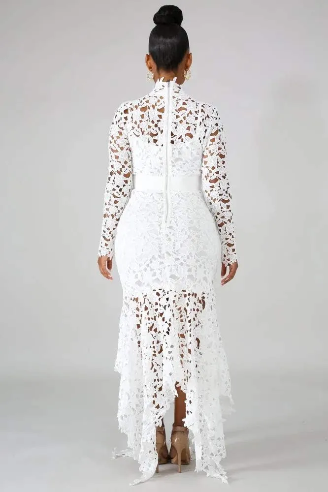 VERWIN Hollow Floor-Length Lace-Up Asymmetrical Women's Maxi Dress Sexy Lace Dress Party Evening Dress