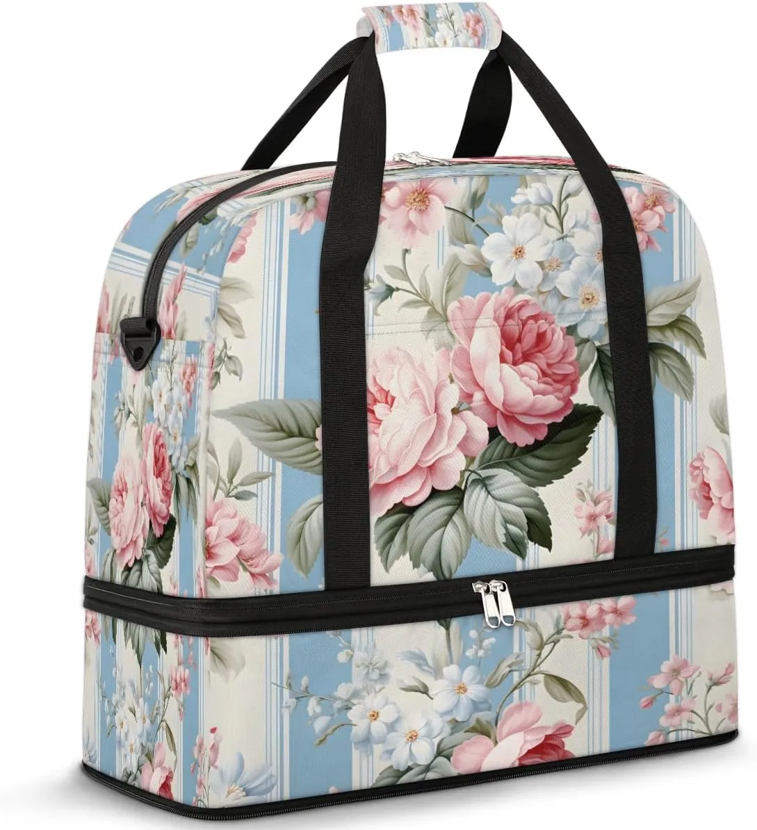 Victorian Garden Romance Travel Duffel Bag, Travel Essentials, Gym Bag for Women, Weekender Overnight Bag With Shoes Compartment, Carry On Bags for Airplanes