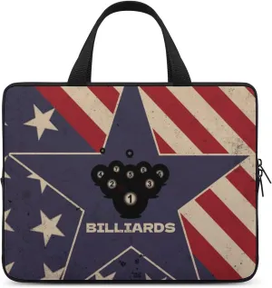 Vintage American Flag Billiards Laptop Bag Laptop Case Computer Messenger Bag with Adjustable Shoulder Strap