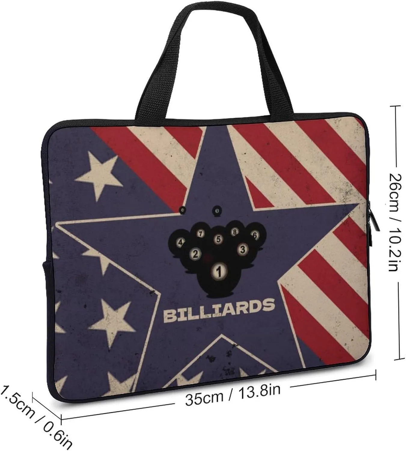 Vintage American Flag Billiards Laptop Bag Laptop Case Computer Messenger Bag with Adjustable Shoulder Strap
