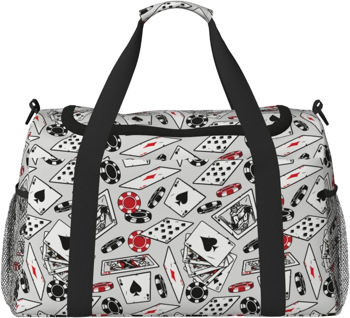 Vintage Chips Playing Cards Travel Duffel Bag Personal Item Bag Gym Bag Weekender Overnight Bag Carry On Bag For Airplane Weekender Bags For Women Men pattern55