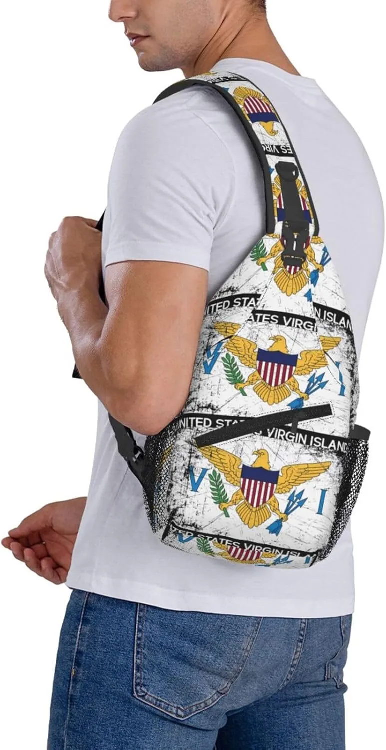 Vintage Half South African American Flag Sling Bag Adjustable Chest Bags Crossbody Bag Travel Shoulder Backpack
