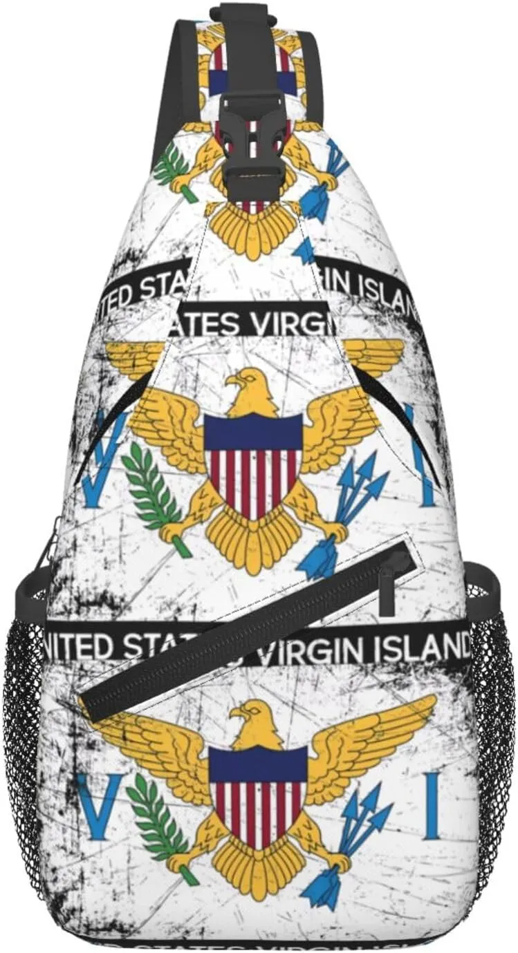 Vintage Half South African American Flag Sling Bag Adjustable Chest Bags Crossbody Bag Travel Shoulder Backpack