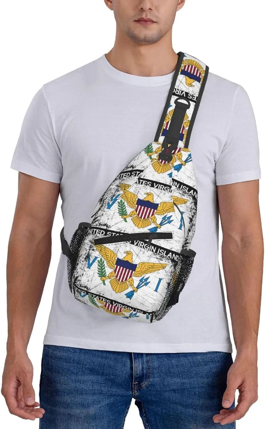 Vintage Half South African American Flag Sling Bag Adjustable Chest Bags Crossbody Bag Travel Shoulder Backpack