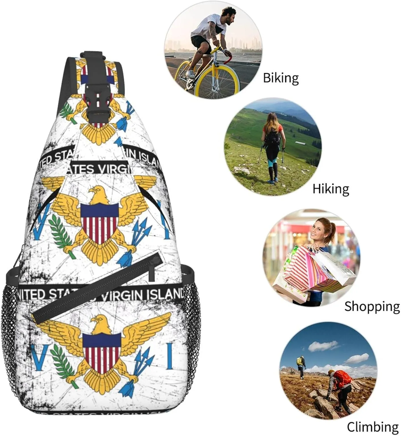 Vintage Half South African American Flag Sling Bag Adjustable Chest Bags Crossbody Bag Travel Shoulder Backpack