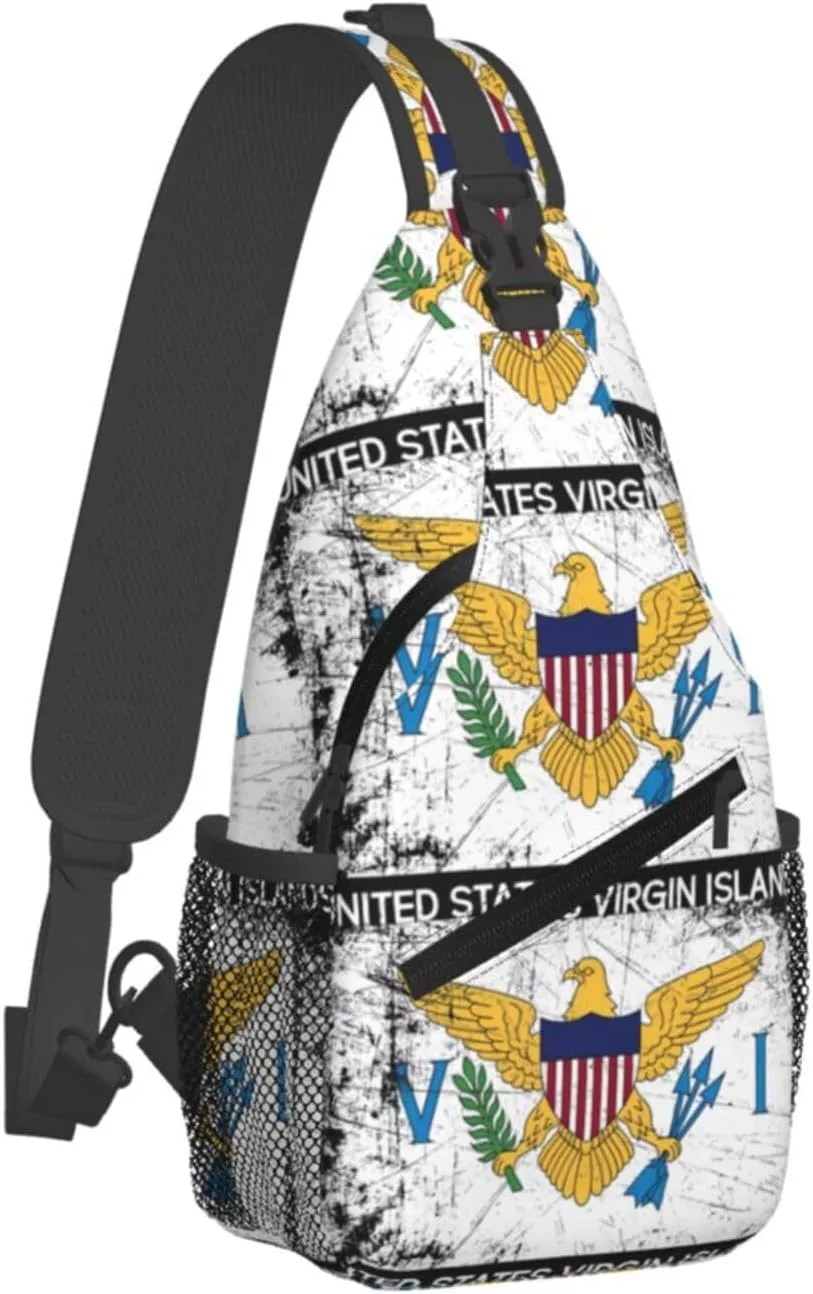 Vintage Half South African American Flag Sling Bag Adjustable Chest Bags Crossbody Bag Travel Shoulder Backpack