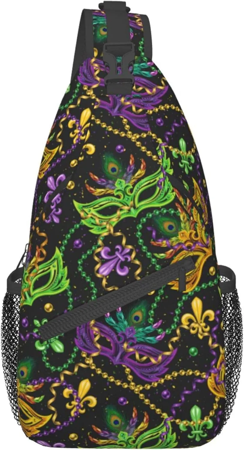 Vintage Masks Mardi gras Chest Crossbody Multipurpose Crossbody Sling Backpack Premium Chest Crossbody Casual Crossbody Bags Daypack