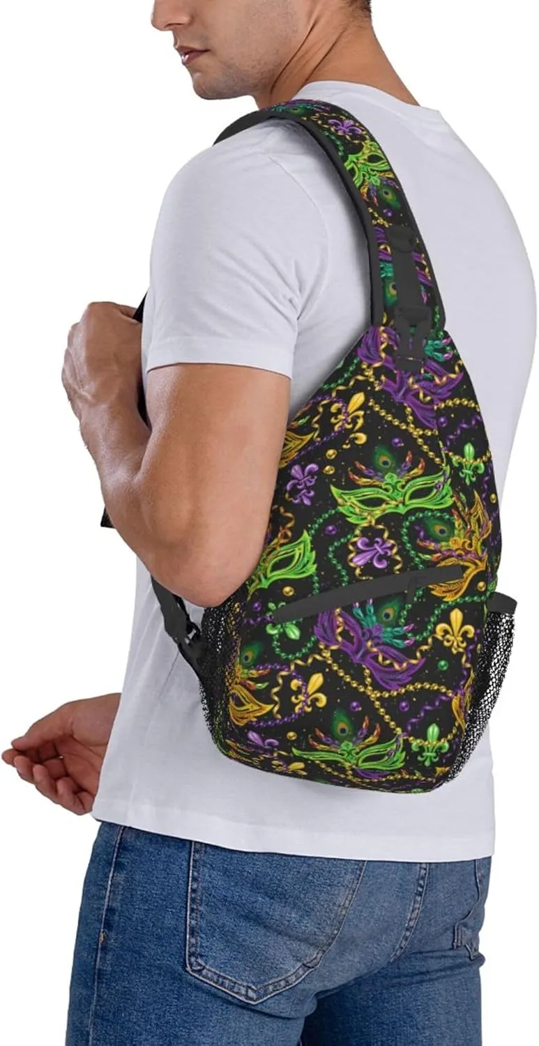 Vintage Masks Mardi gras Chest Crossbody Multipurpose Crossbody Sling Backpack Premium Chest Crossbody Casual Crossbody Bags Daypack