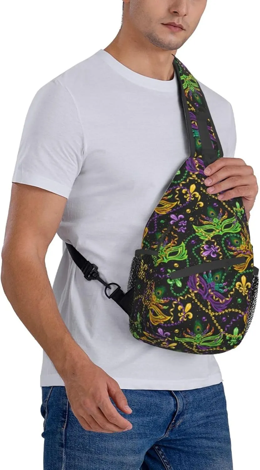 Vintage Masks Mardi gras Chest Crossbody Multipurpose Crossbody Sling Backpack Premium Chest Crossbody Casual Crossbody Bags Daypack