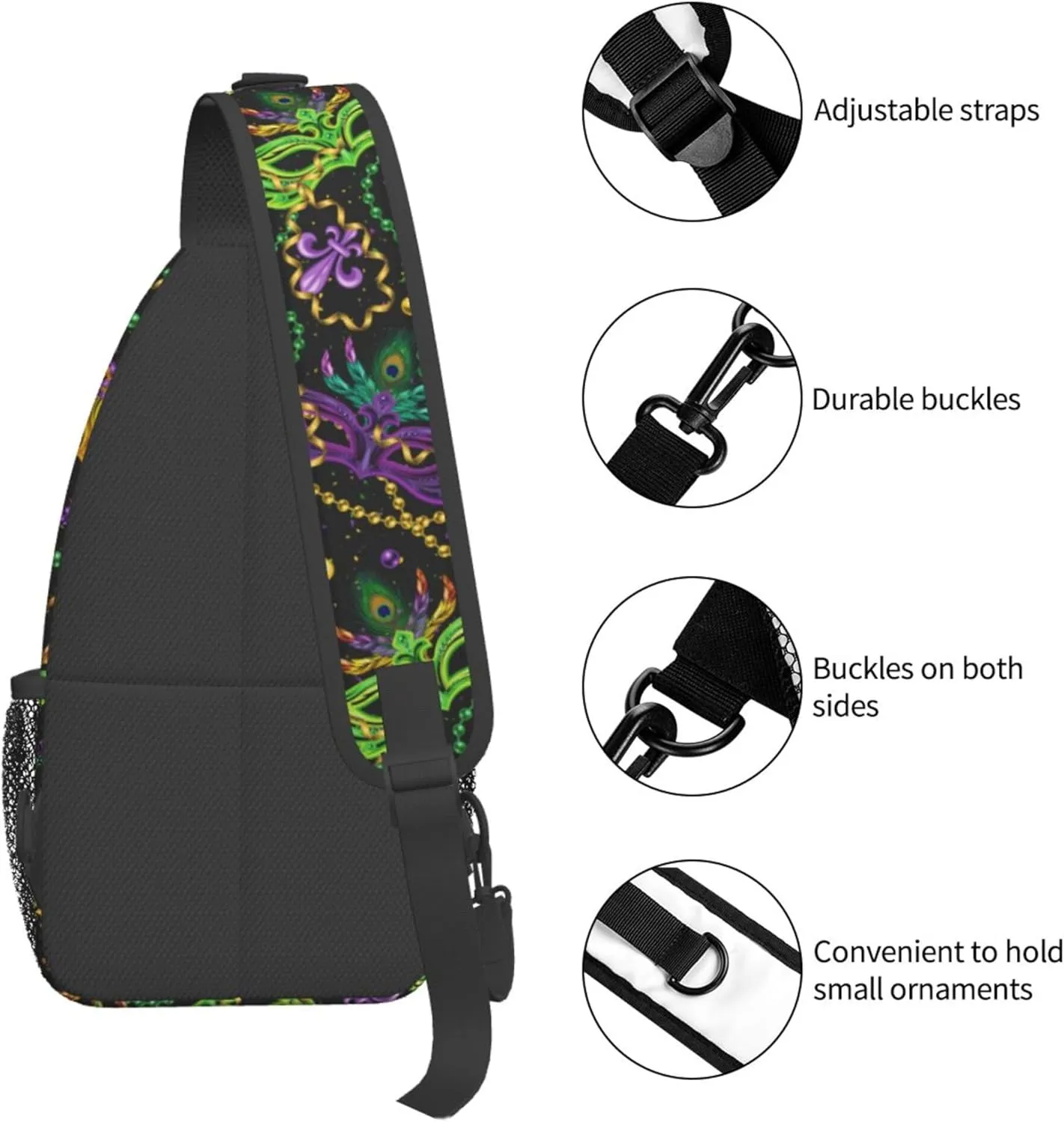 Vintage Masks Mardi gras Chest Crossbody Multipurpose Crossbody Sling Backpack Premium Chest Crossbody Casual Crossbody Bags Daypack