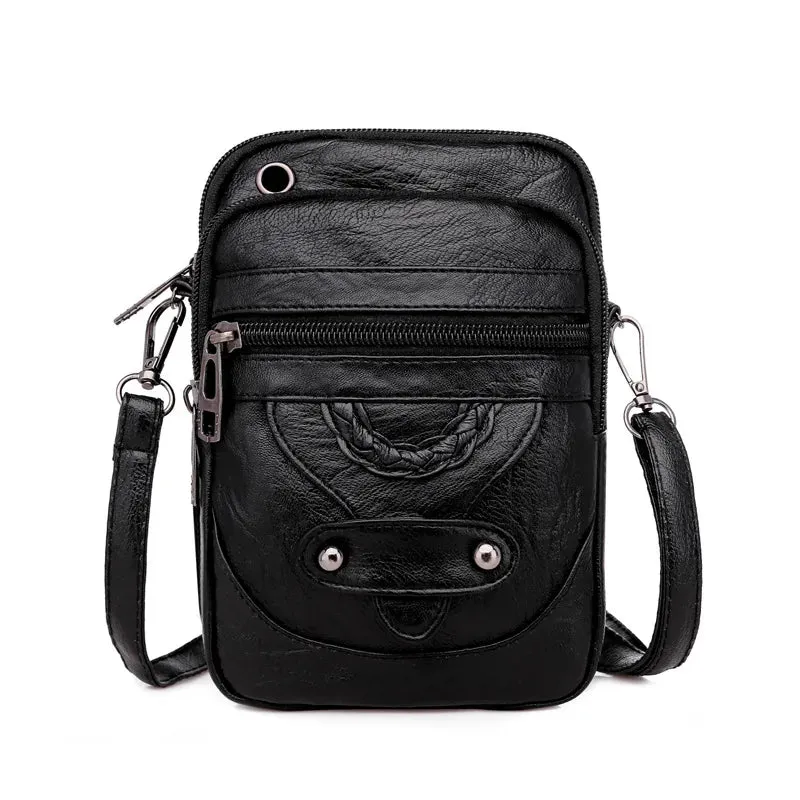 Vintage Small Crossbody Bags for Women PU Leather Purses and Handbags Designer Shoulder Bag Female Phone Pocket Bag